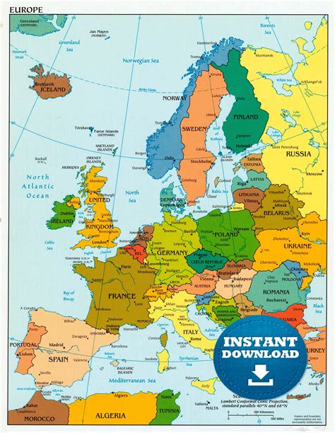 Map of Europe to Print (Free and in HIGH quality).